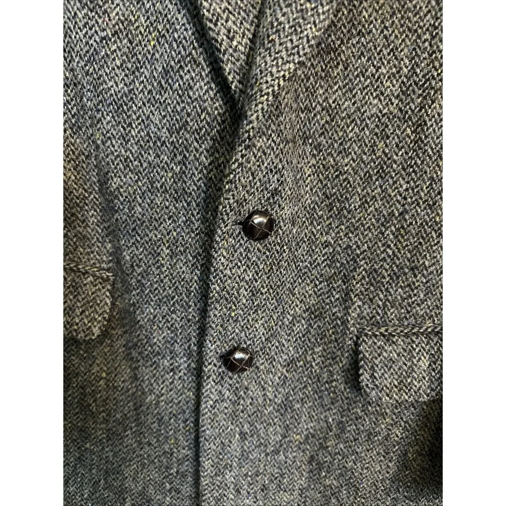 Brook Taverner HARRIS TWEED Jacket Sz. 40R Navy Herringbone Blazer Scotland